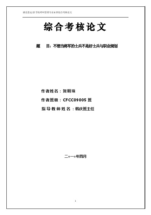 论文(不想当将军的士兵不是好士兵与职业规划) 贺明珠