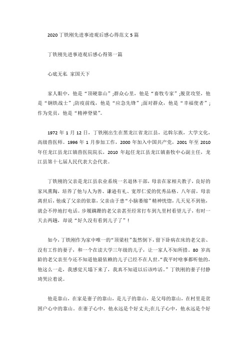 2020丁铁刚先进事迹观后感心得范文5篇