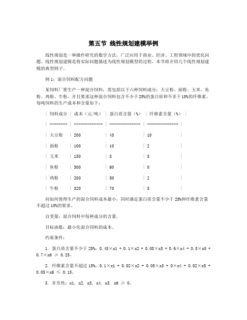 第五节 线性规划建模举例