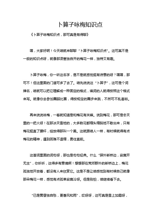 卜算子咏梅知识点