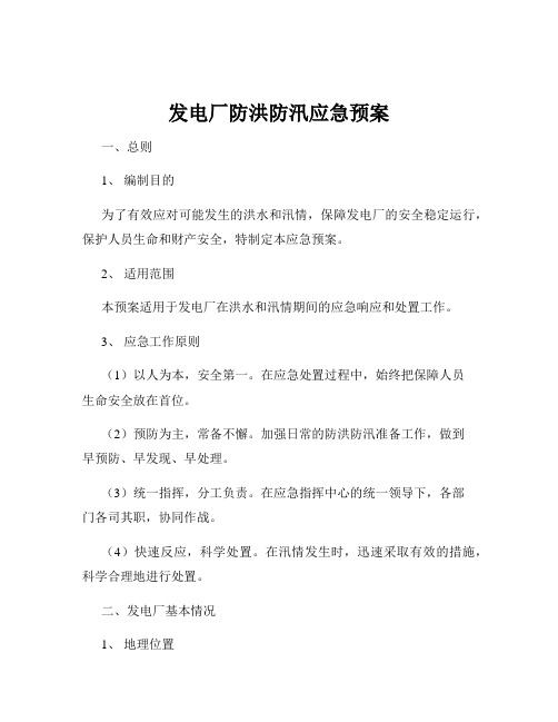 发电厂防洪防汛应急预案