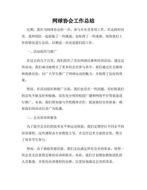 网球协会工作总结