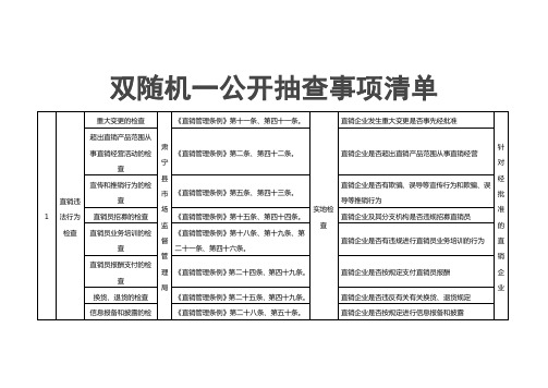 双随机一公开抽查事项清单