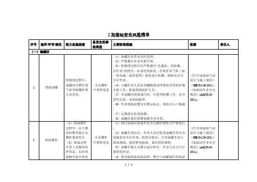 加油站企业安全风险辨识分级管控清单