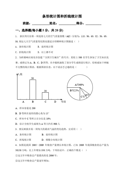 初中数学浙教版七年级下册《62 条形统计图和折线统计图》习题