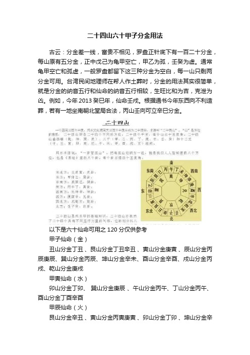 二十四山六十甲子分金用法