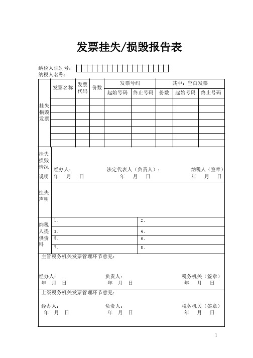 发票挂失损毁报告表