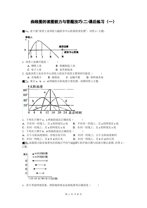 【二轮训练】2014届高考地理：曲线图的读图能力与答题技巧(二) 课后训练一及详解