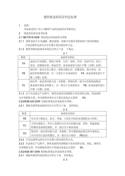 最新镀锌板表面质量判定标准-精选.pdf