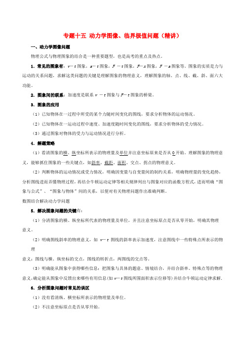 2019年高考物理双基突破 专题15 动力学图像、临界极值问题精讲