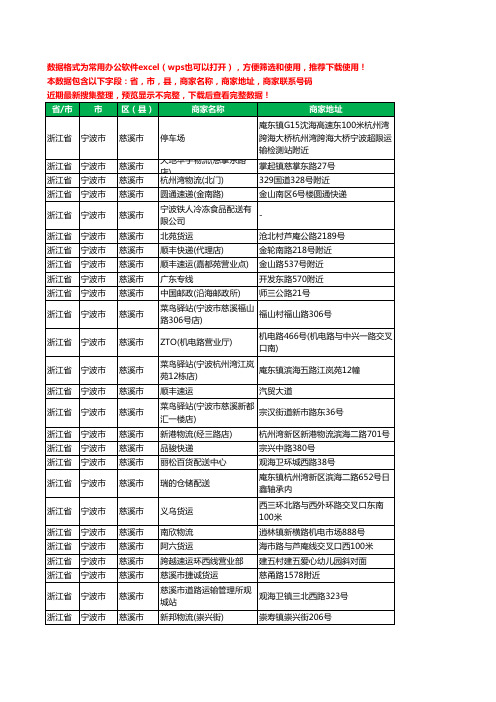 2020新版浙江省宁波市慈溪市运输工商企业公司商家名录名单黄页联系电话号码地址大全854家