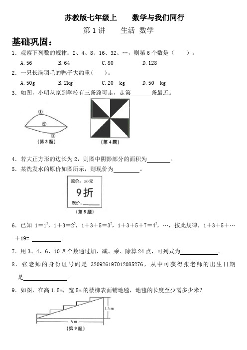 苏教版七年级上  第一章 数学与我们同行 第一讲 生活 数学