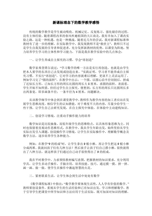 新课标理念下的数学教学感悟