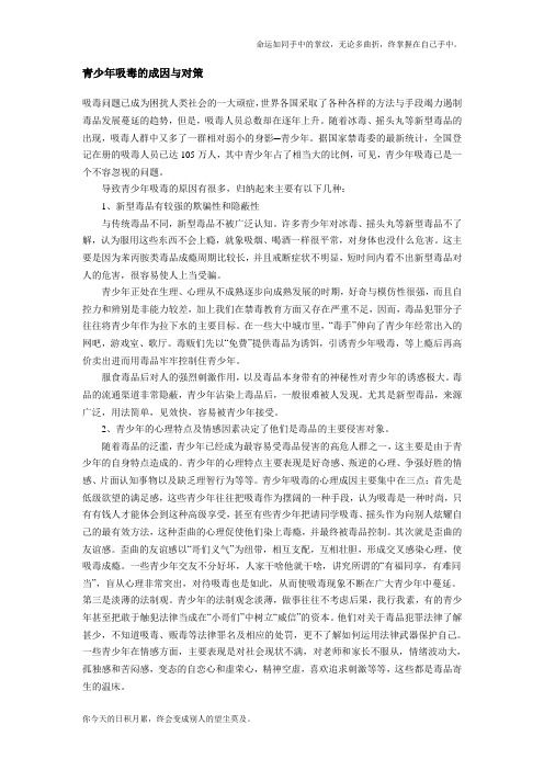 青少年吸毒的成因与对策