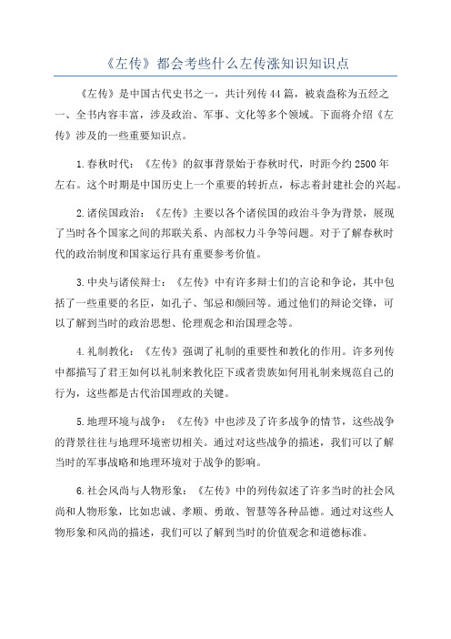 《左传》都会考些什么左传涨知识知识点