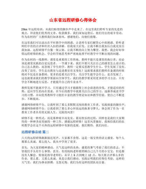 山东省远程研修心得体会