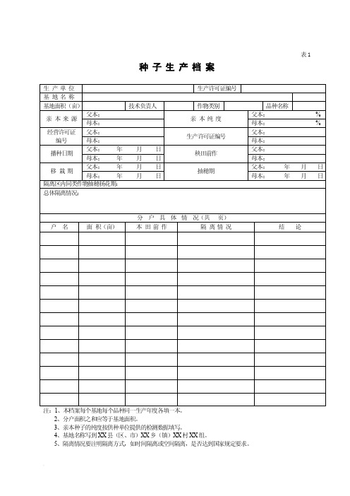 种子生产经营档案