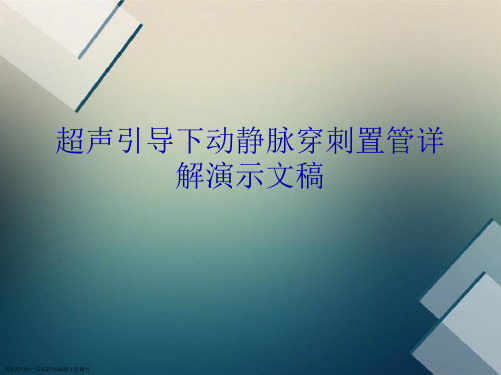 超声引导下动静脉穿刺置管详解演示文稿