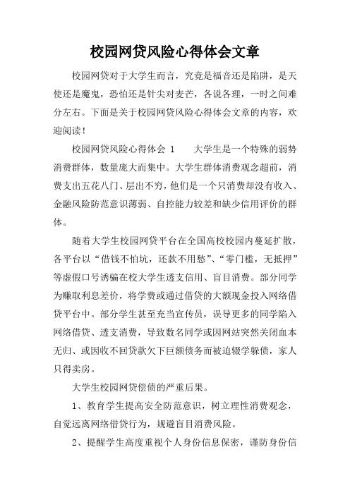 校园网贷风险心得体会文章