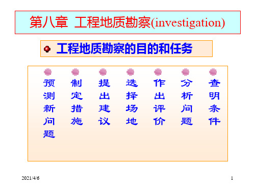 土木工程地质学第八章--工程地质勘察(investigation)