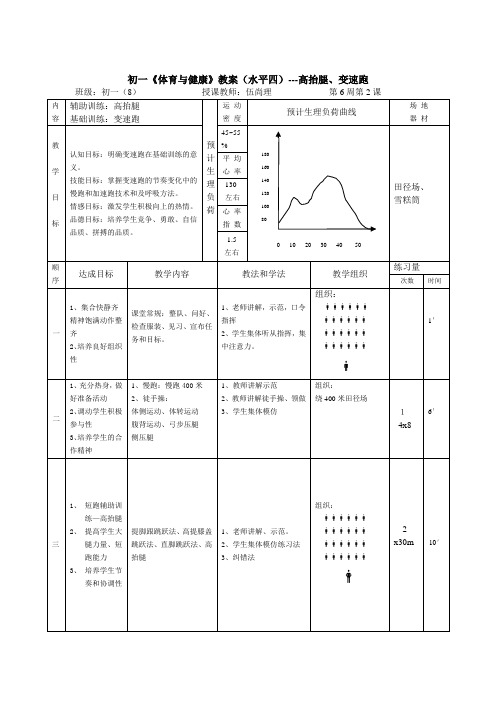 体育与健康水平四公开课教案