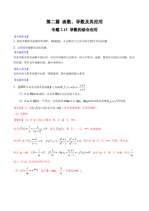 专题2.13 导数的综合应用(解析版)