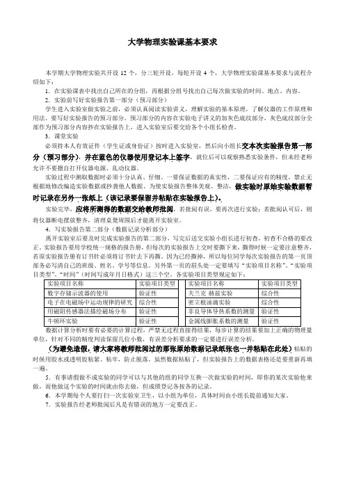 大学物理实验课基本要求