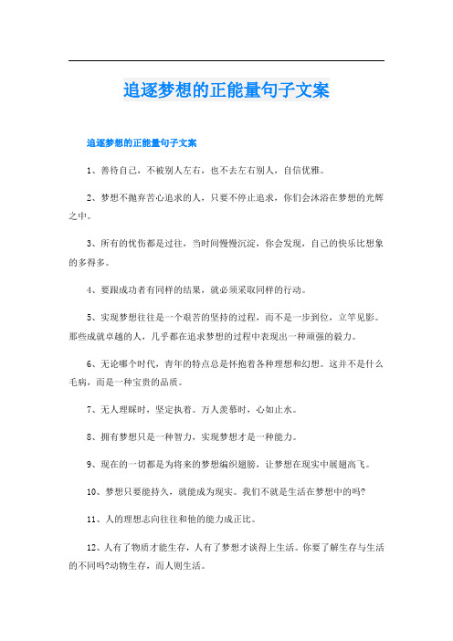 追逐梦想的正能量句子文案