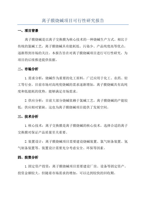 离子膜烧碱项目可行性研究报告