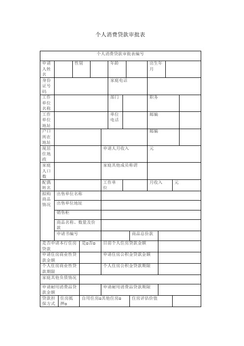 个人消费贷款审批表