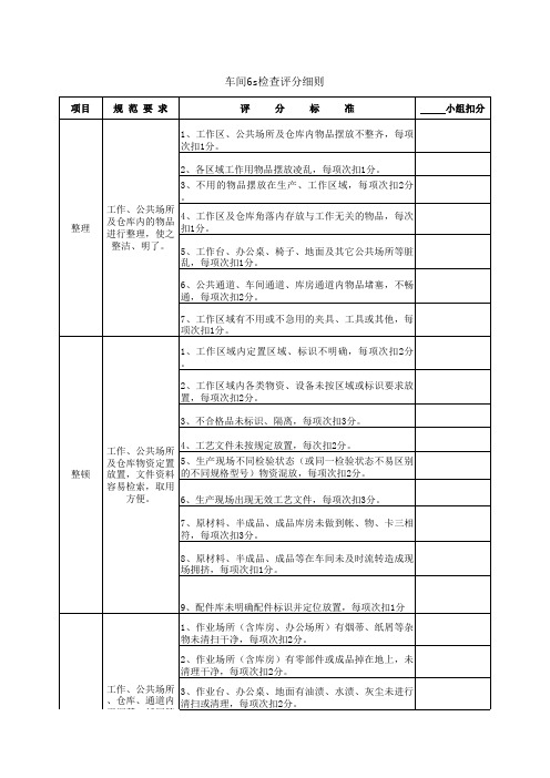 6S检查扣分标准