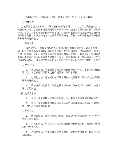 苏教版数学五上第六单元《统计表和条形统计图(二)》单元教案