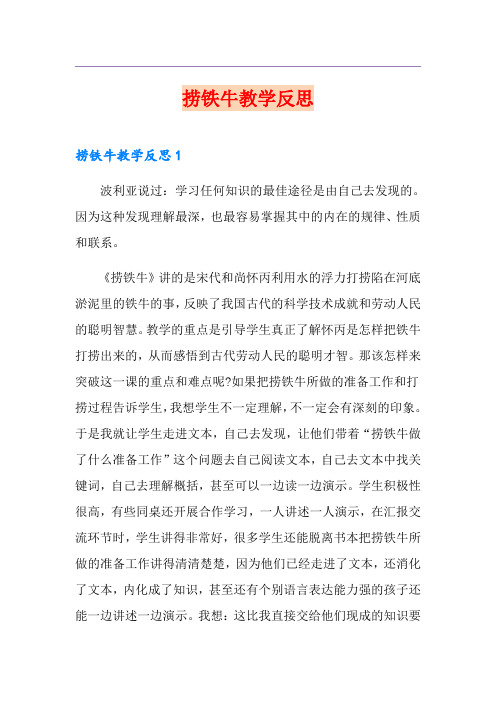 捞铁牛教学反思