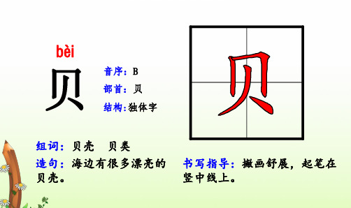 识字3.“贝”的故事生字【拼音、偏旁、结构、组词、造句、书写指导】解析卡片