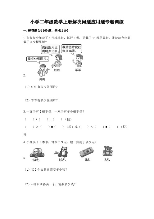 小学二年级数学上册解决问题应用题专题训练-带答案(满分必刷)