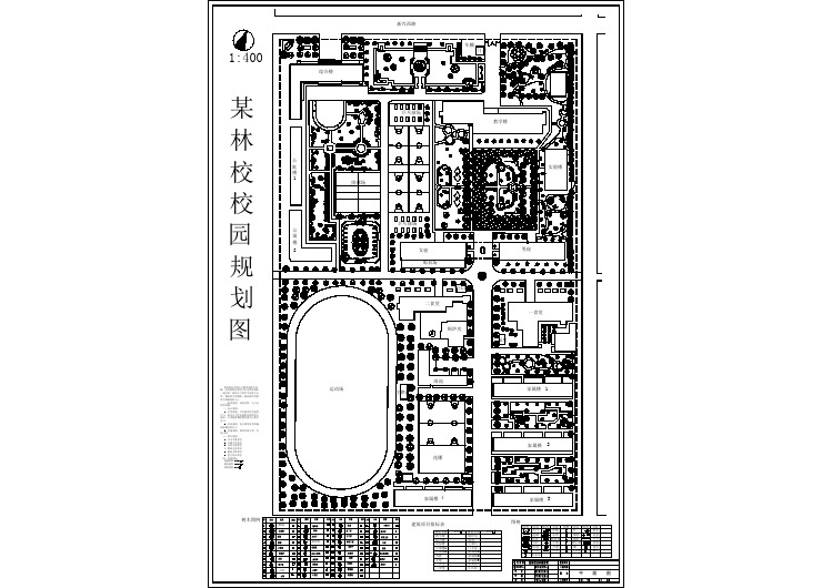 某林校校园景观规划图cad设计（含树木图例）