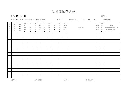 钻探地质编录表及班报表