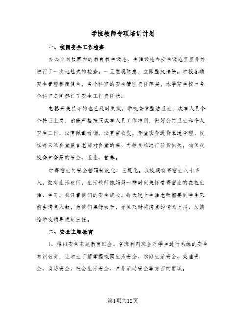 学校教师专项培训计划(5篇)