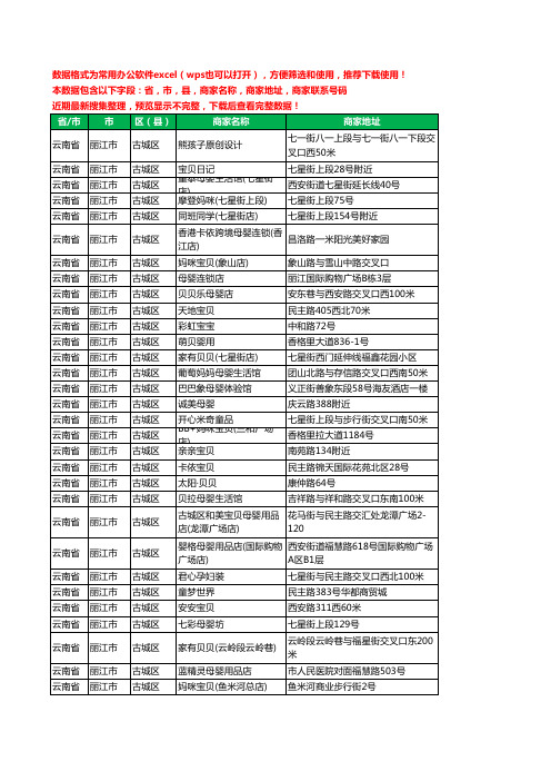 2020新版云南省丽江市古城区育婴工商企业公司商家名录名单黄页联系电话号码地址大全66家