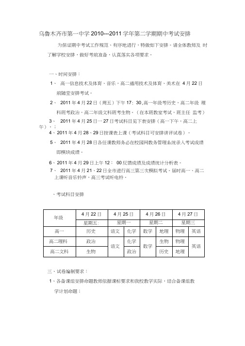 乌鲁木齐市第一中学2010