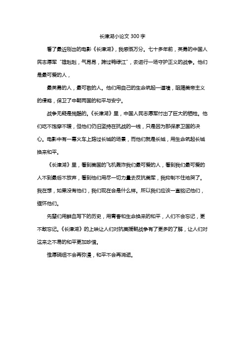 长津湖小论文300字