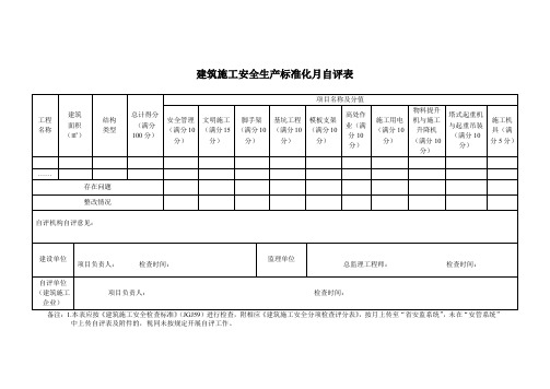 建筑施工安全生产标准化月自评表