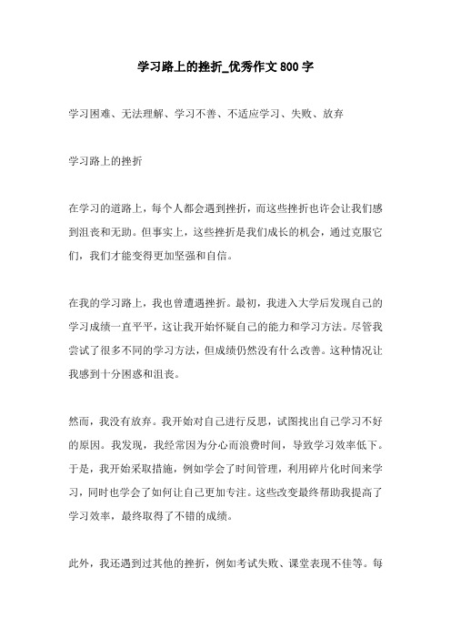 学习路上的挫折优秀作文800字