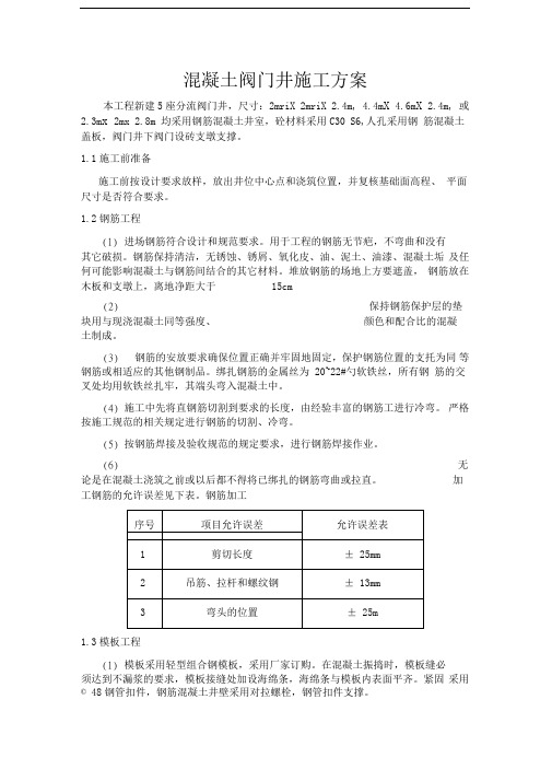 闸阀井(混凝土)施工方案