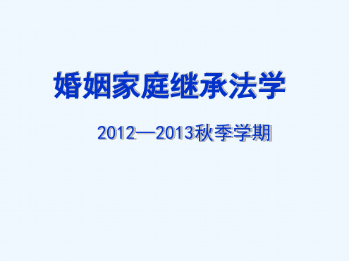 婚姻家庭继承法学讲义