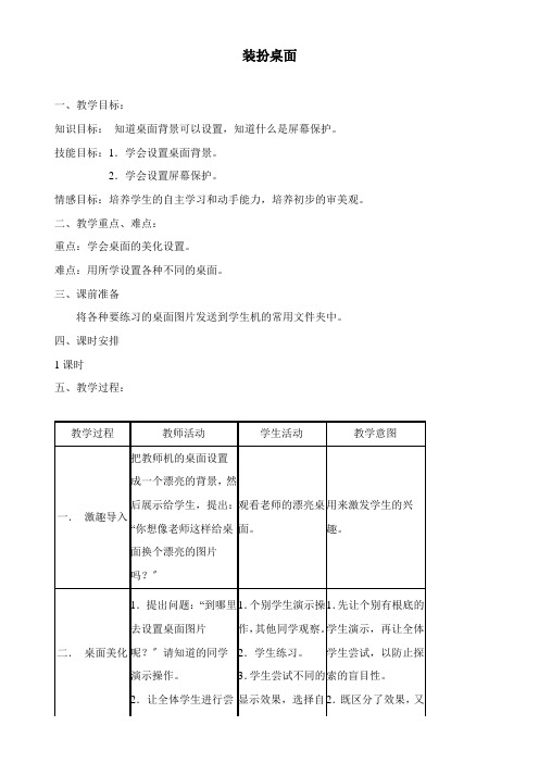 2022年教学教材《装扮桌面》参考优秀教案2