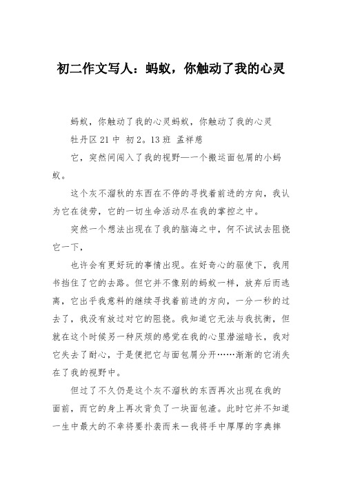 初二作文写人:蚂蚁,你触动了我的心灵