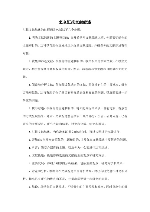 怎么汇报文献综述