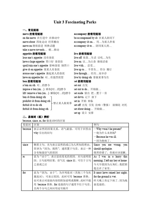 (新教材)人教版 2019 高中英语选择性必修一 第三单元(知识点总结全)