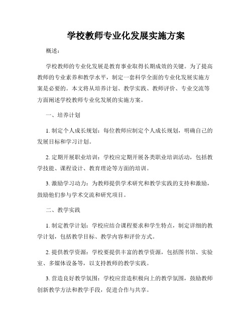 学校教师专业化发展实施方案